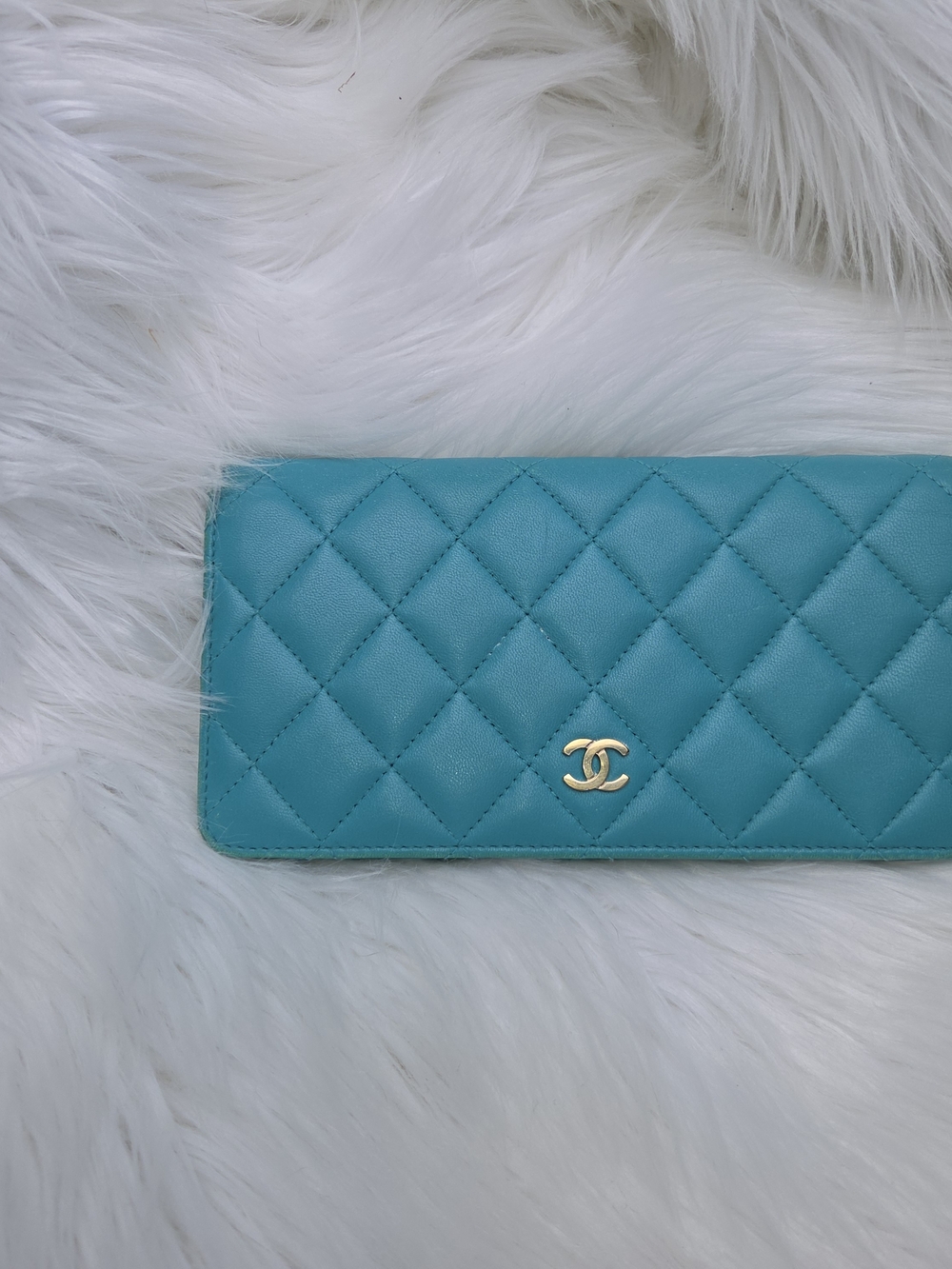 Chanel Quilted Calfskin Leather Flap Wallet Turquoise - Picture 12 of 12